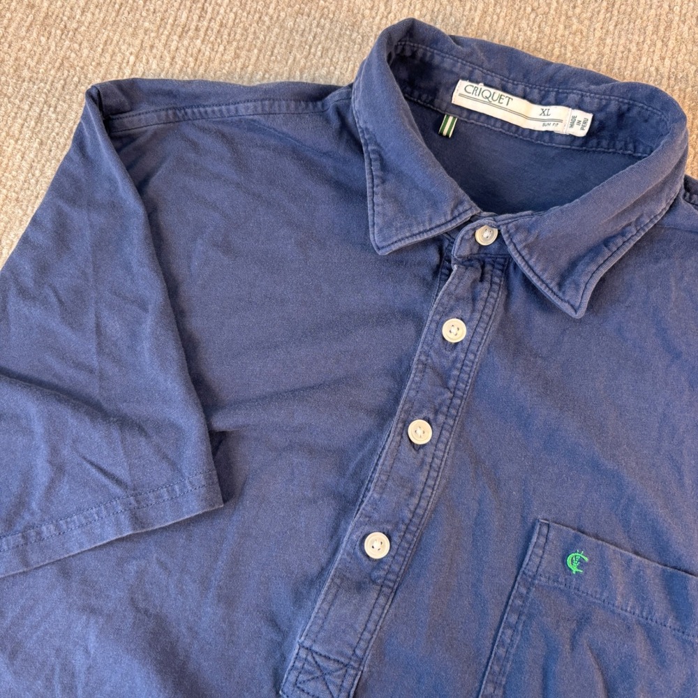 Criquet Navy Blue Cotton Slim Fit Classic Polo Shirt Men's Size XL EUC